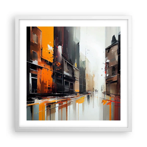 Affisch i vit ram - Regnig dag - 50x50 cm
