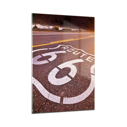 Glastavla - Bild på glas - Den kända Route 66 - 50x70 cm