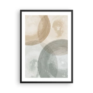 Affisch i svart ram - Geometriska former i pastellfärgade jordtoner - 50x70cm - Världars samspel - Modern väggdekoration för vardagsrum och sovrum ARTTOR