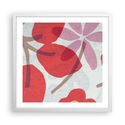 Affisch i vit ram - Blomsterkomposition i rosa - 50x50 cm