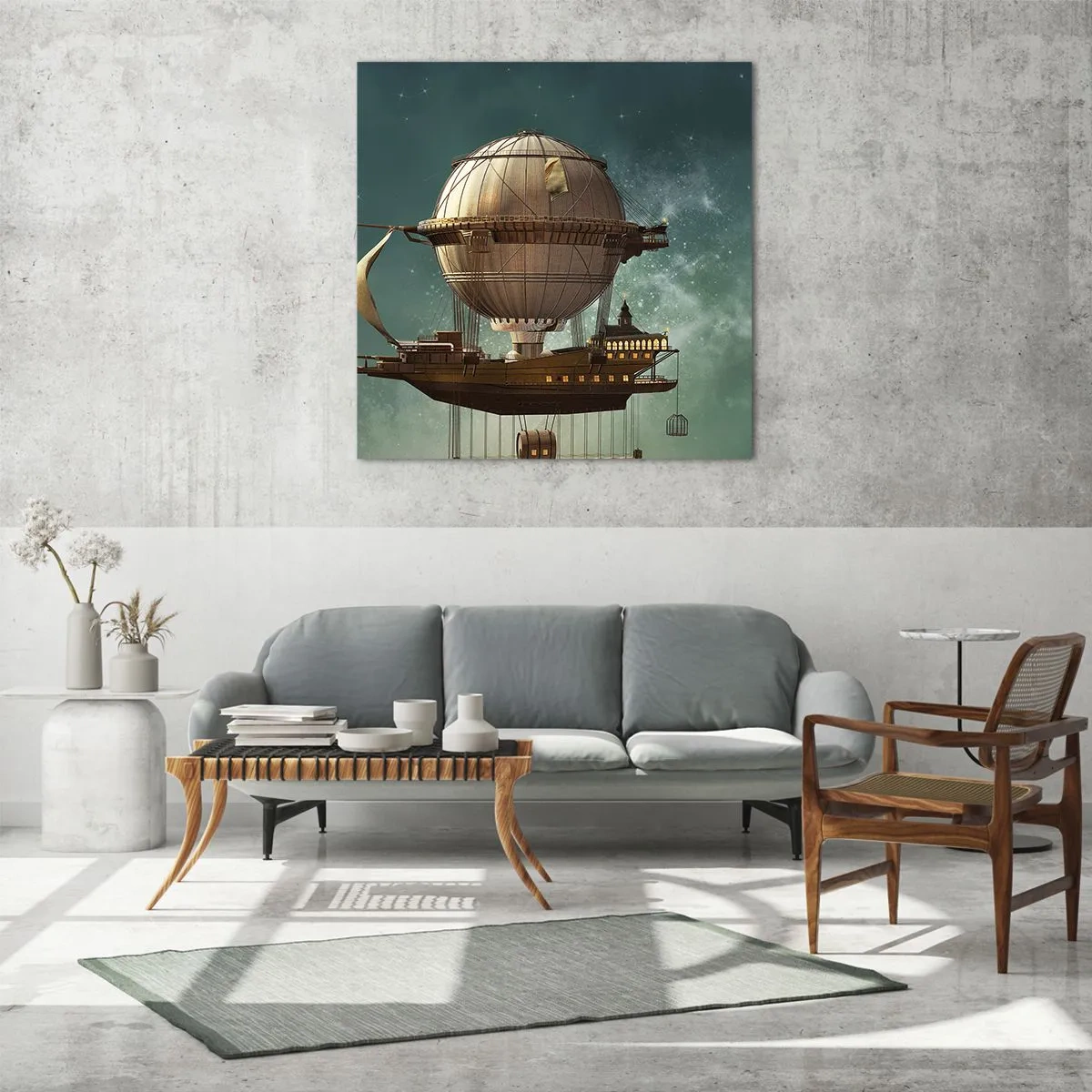 Glastavla - Bild på glas - Jules Verne hälsar - 70x70 cm