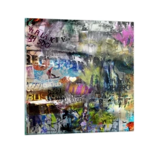 Glastavla - Bild på glas - Collage med minnen - 40x40 cm