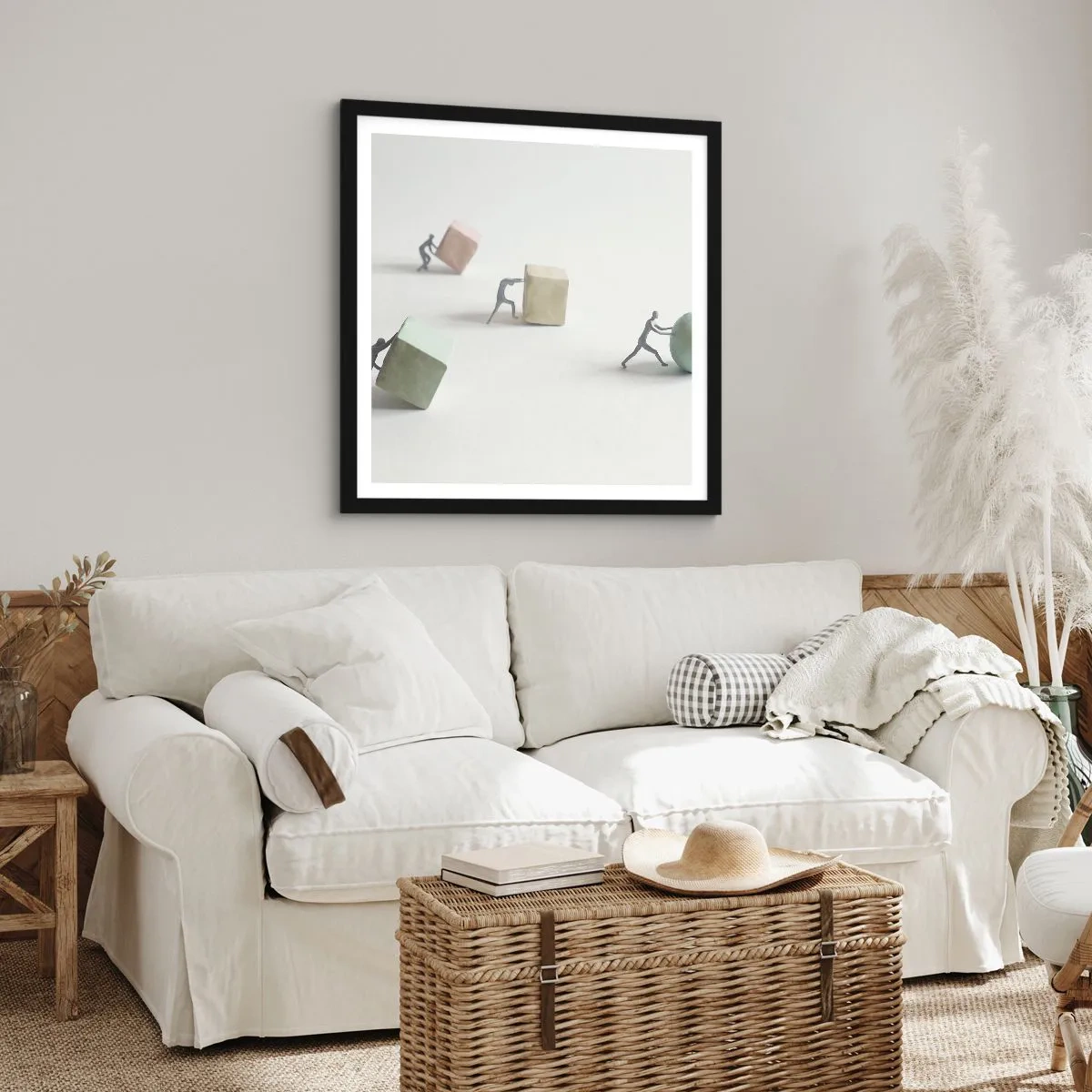 Affisch i svart ram - Livet leker - 40x40 cm