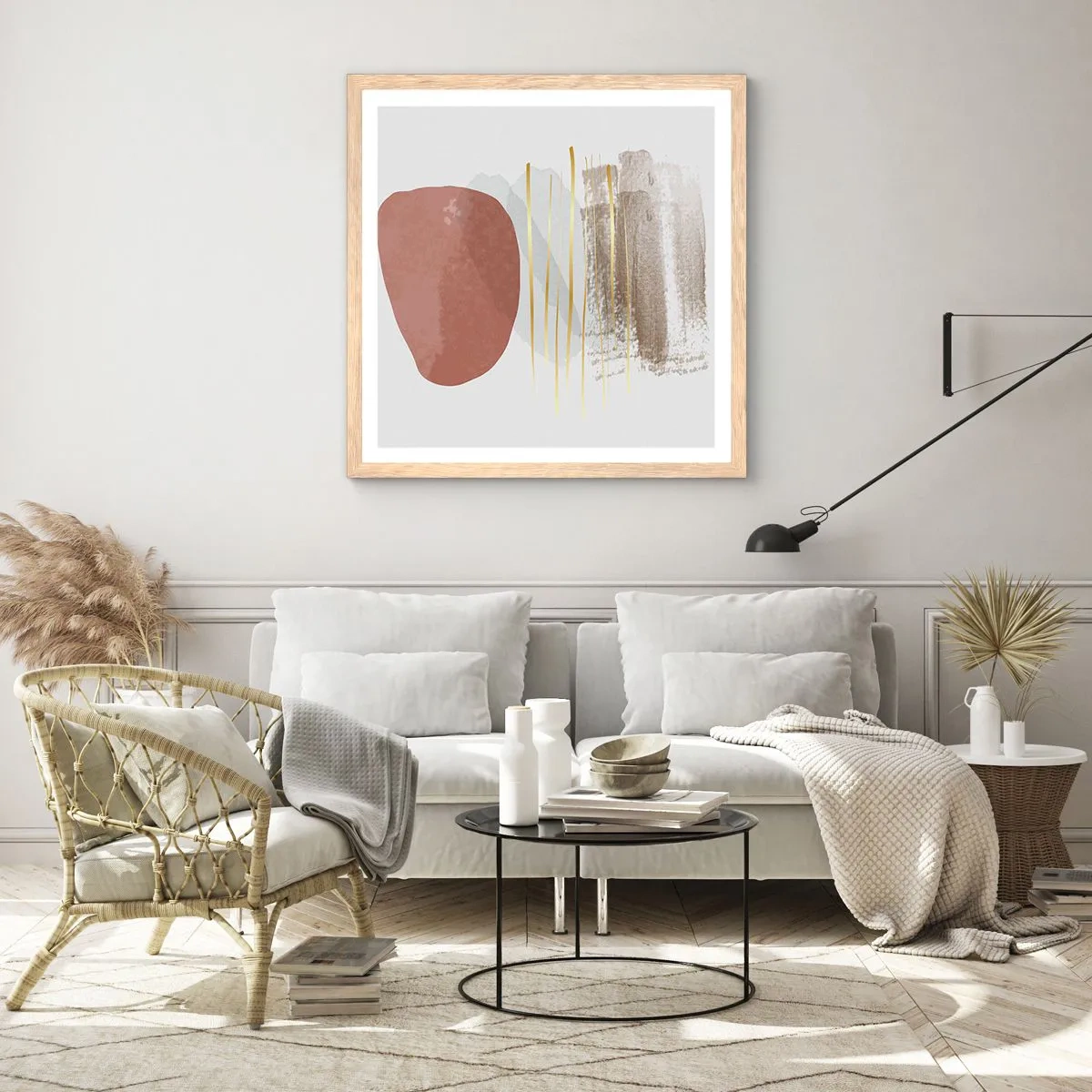 Affisch i ram av ljusek - Abstrakt pelargång - 60x60 cm