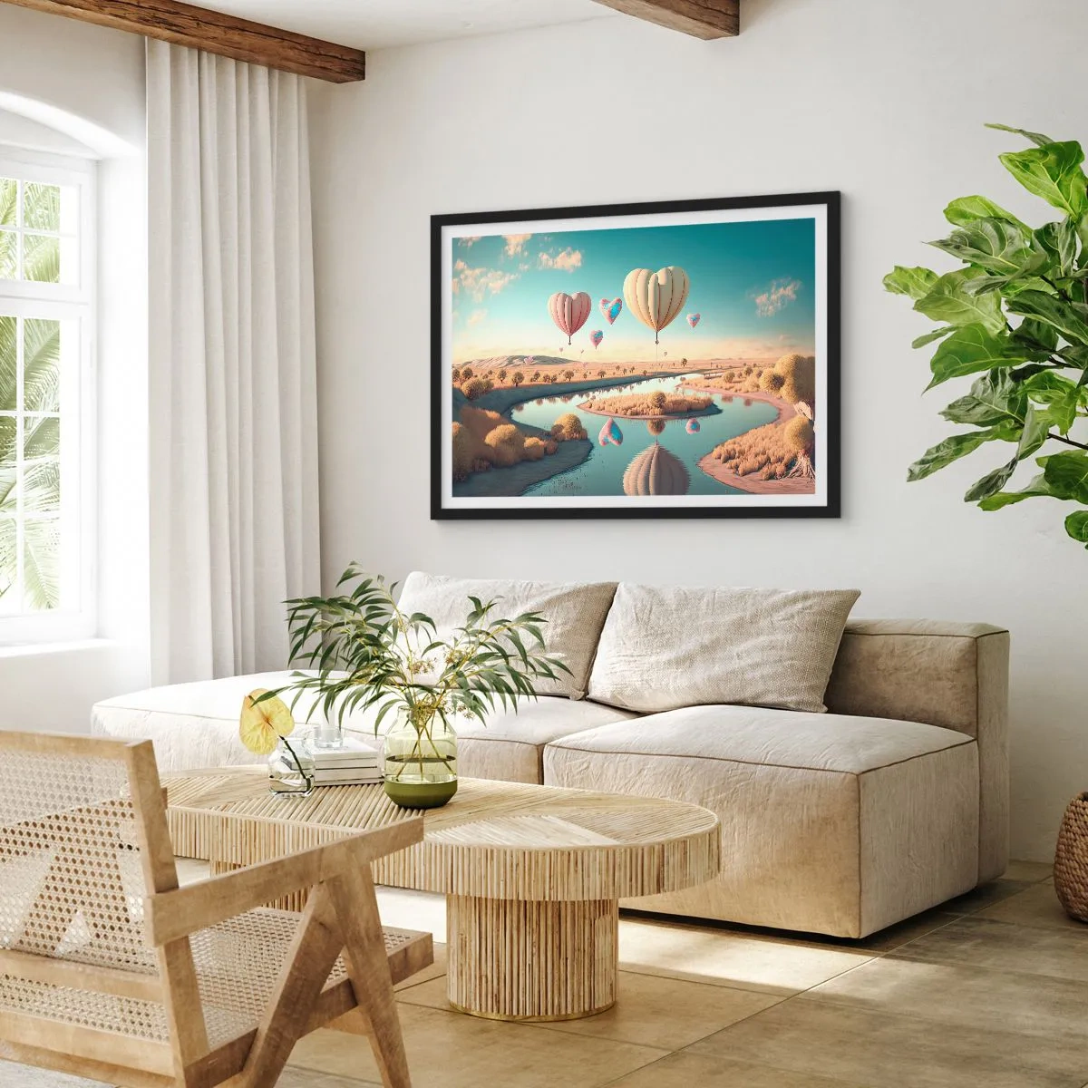 Affisch i svart ram - Kärleken låter dig sväva - 70x50 cm