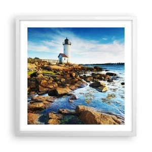 Affisch i vit ram - Kom lyckligt tillbaka, jag väntar - 50x50 cm