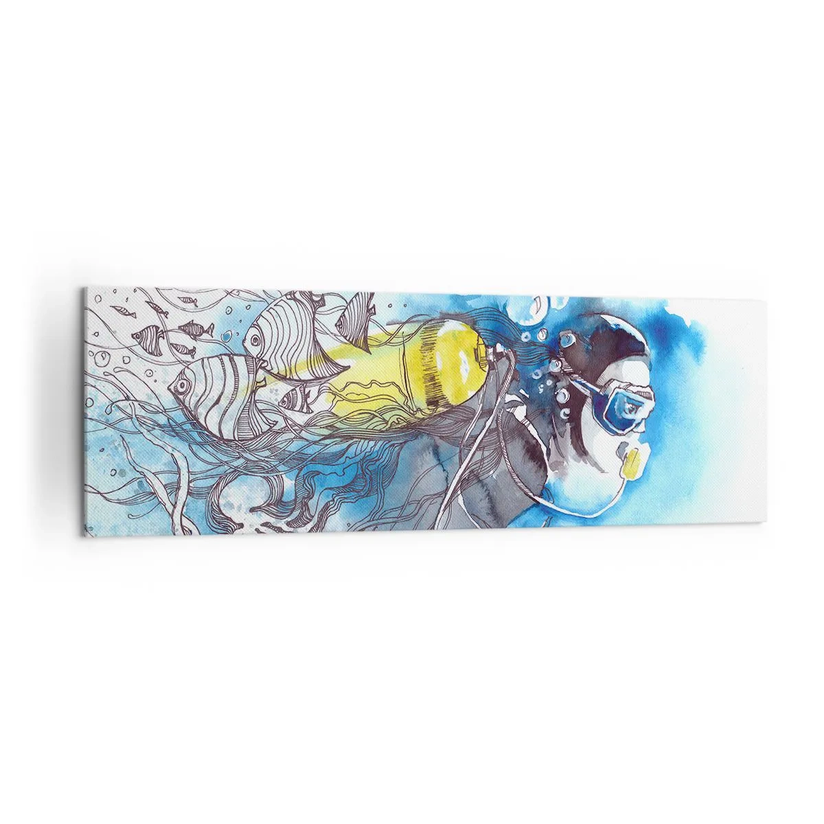 Canvastavla - Bild på duk - Det stora blåa - 160x50 cm