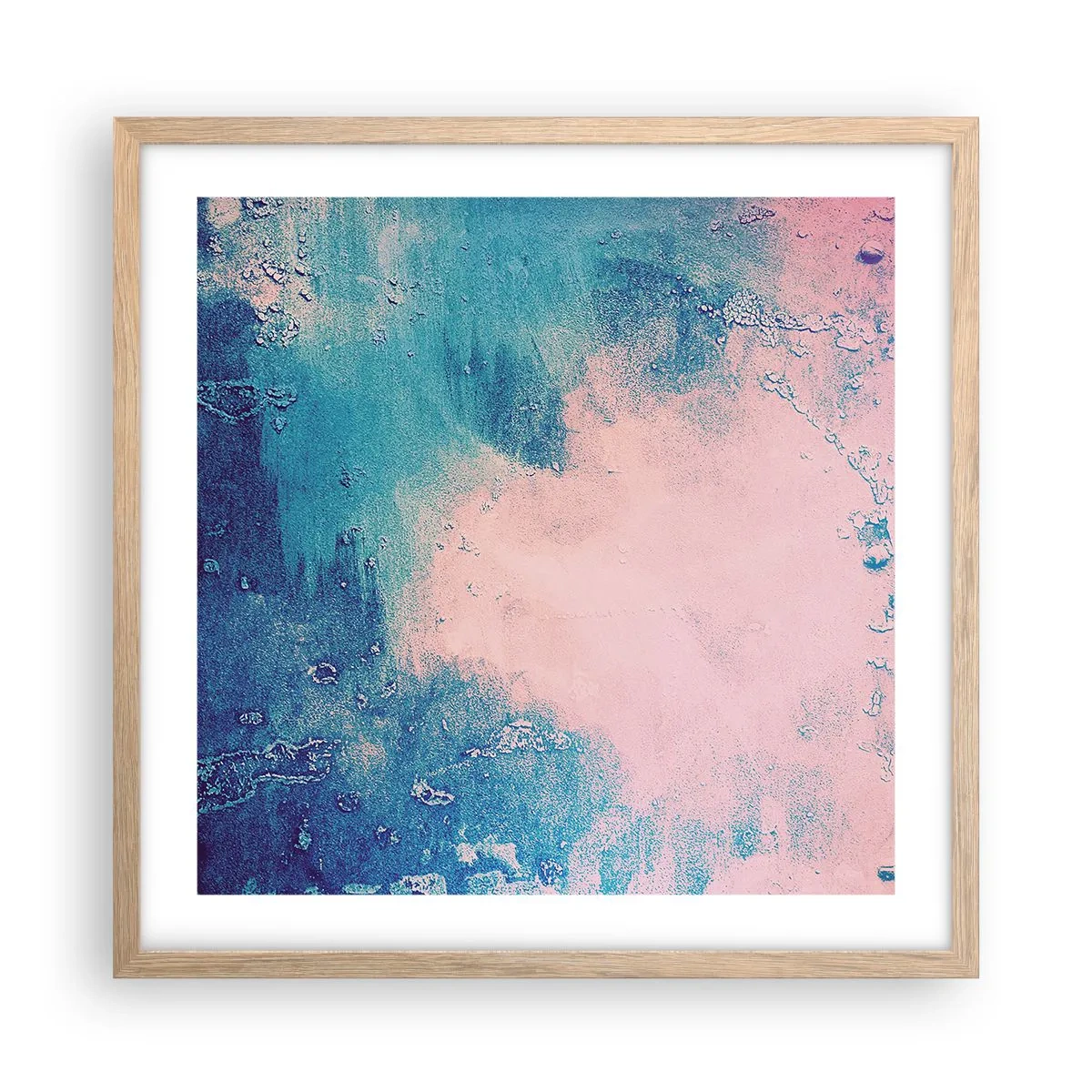 Affisch i ram av ljusek - Blåa famnar - 50x50 cm