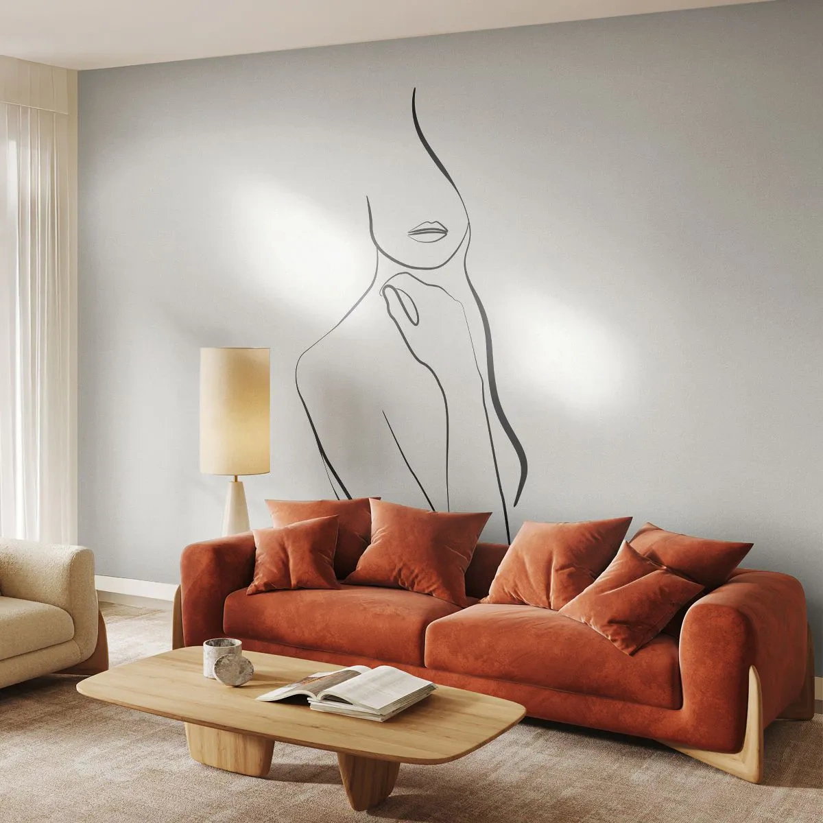 Självhäftande Fototapet Deluxe Sticker - Melankolins våg - Abstraktion, Kvinnans kropp, Grafik - 250x175 cm