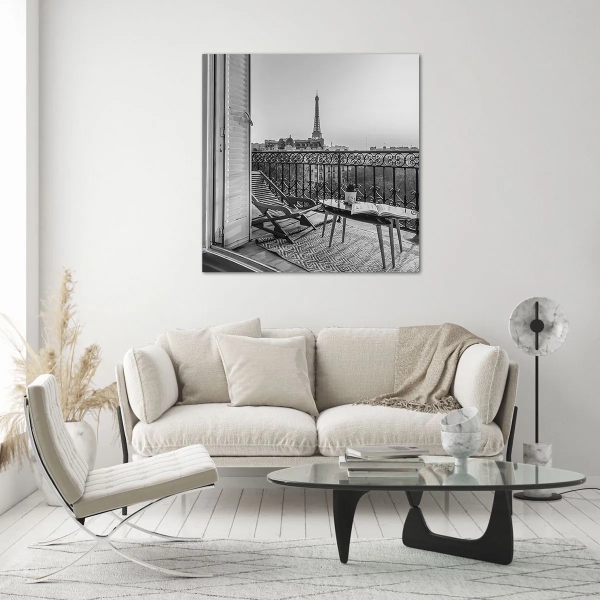 Glastavla - Bild på glas - En eftermiddag i Paris - 60x60 cm