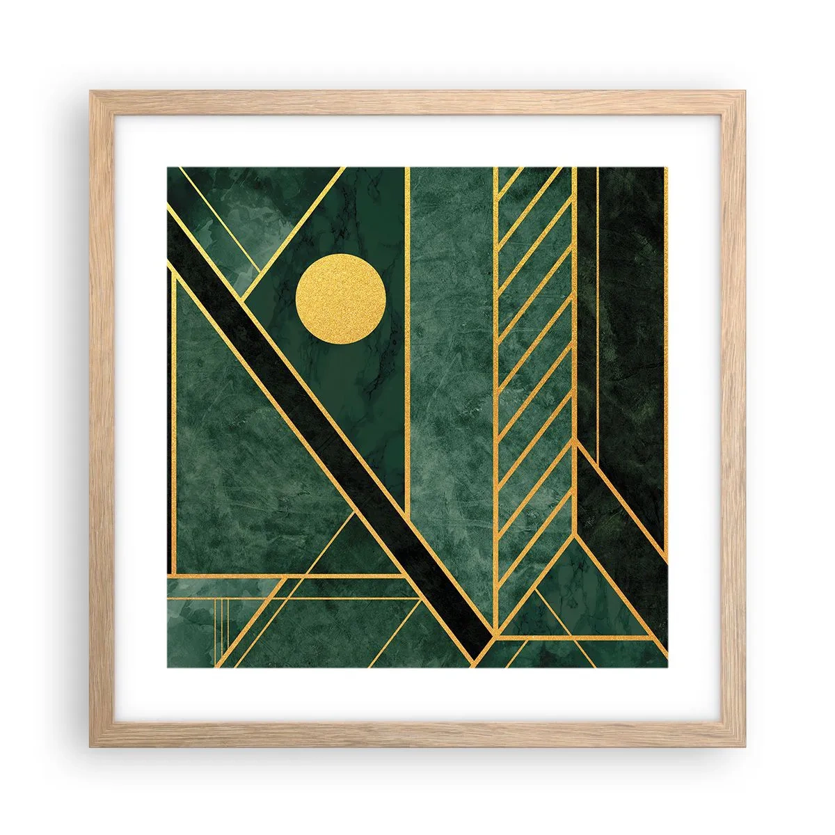 Affisch i ram av ljusek - Dynamik av guld och azurblå - 40x40 cm