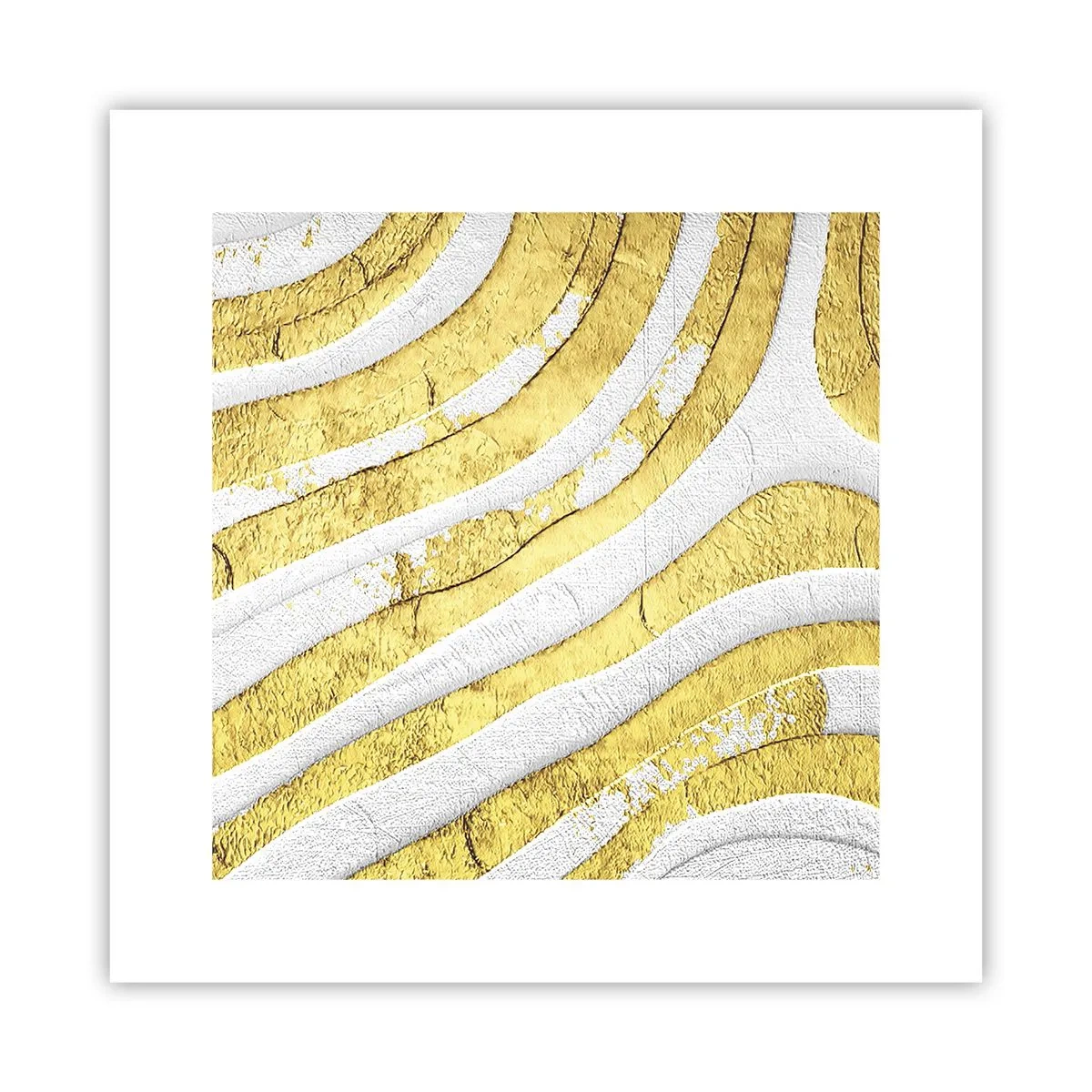 Affisch - Komposition i vitt och guld - 30x30 cm
