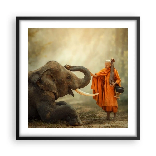 Affisch i svart ram - Ett möte under resan - 50x50 cm