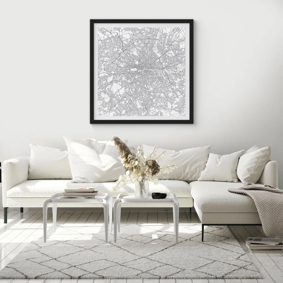 Affisch i svart ram - Karta över London-labyrinten - 60x60 cm