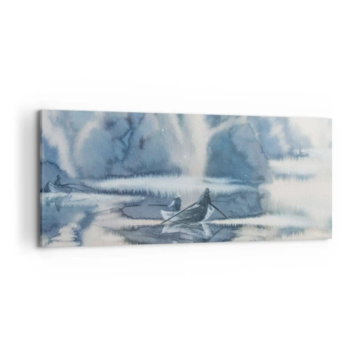 Canvastavla - Bild på duk - Sportfiskare i sitt paradis - 120x50 cm