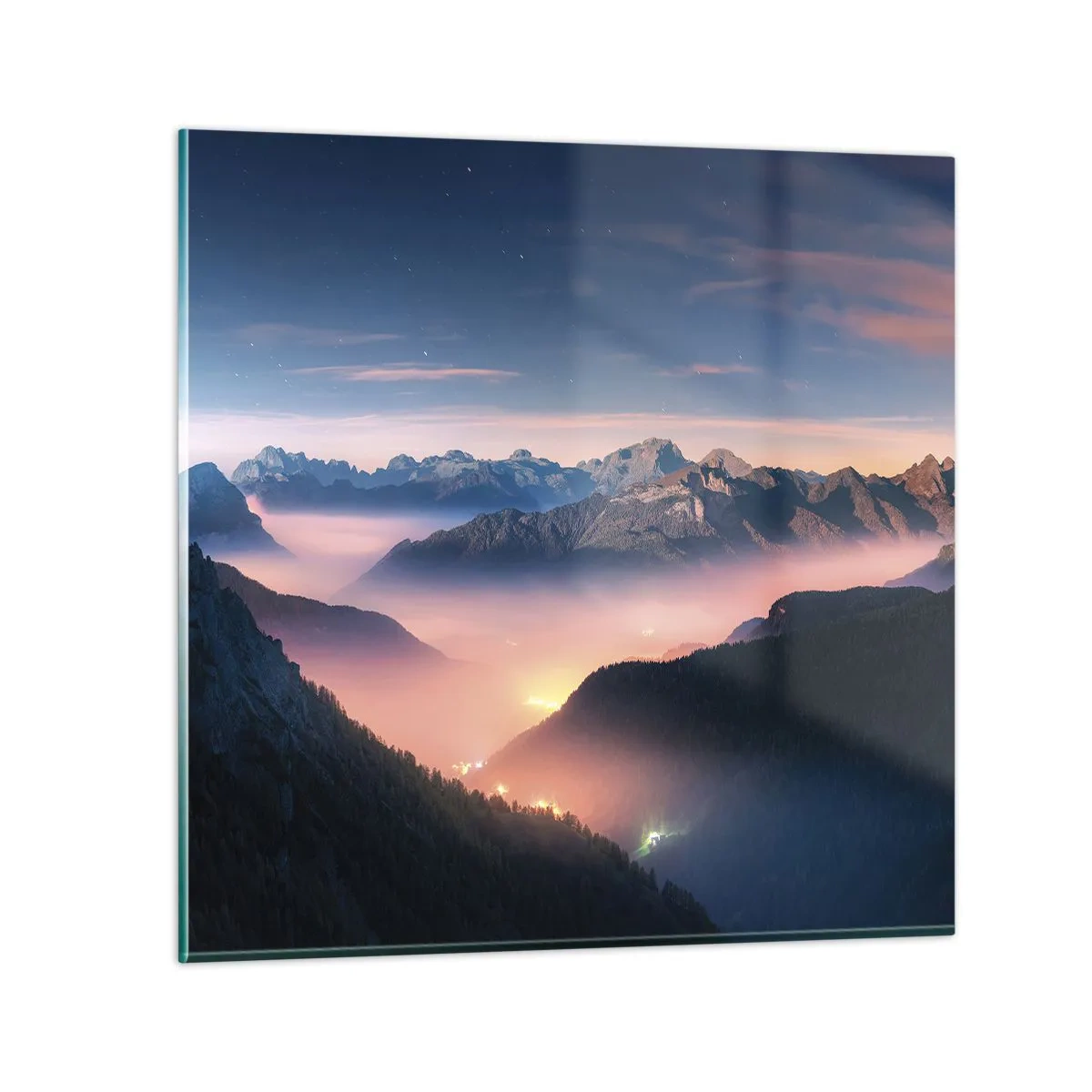 Glastavla - Bild på glas - Ljus i dalarna - 40x40 cm