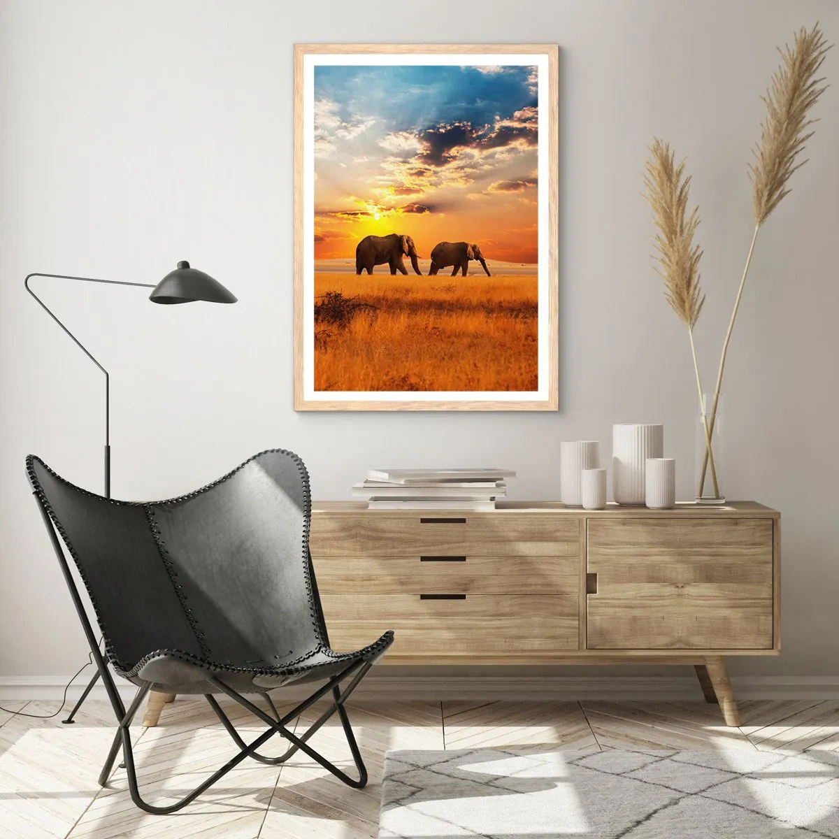 Affisch i ram av ljusek - Familjepromenad - 70x100 cm