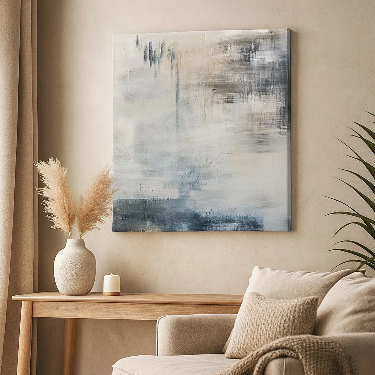 Canvastavla - Bild på duk - Bakom en blå slöja - 30x30 cm