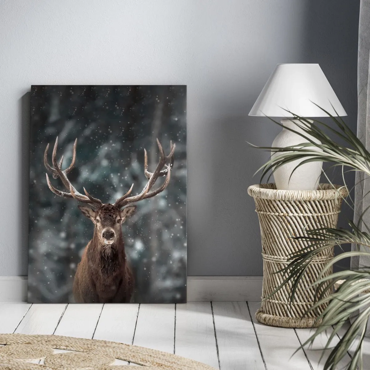 Canvastavla - Bild på duk - Krönt skogens kung - 45x80 cm