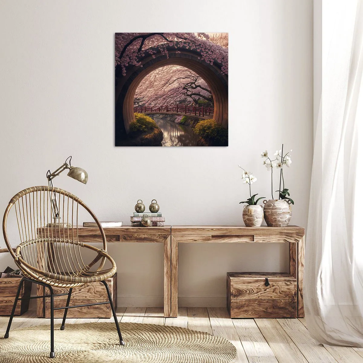 Canvastavla - Bild på duk - Japansk vår - 70x70 cm