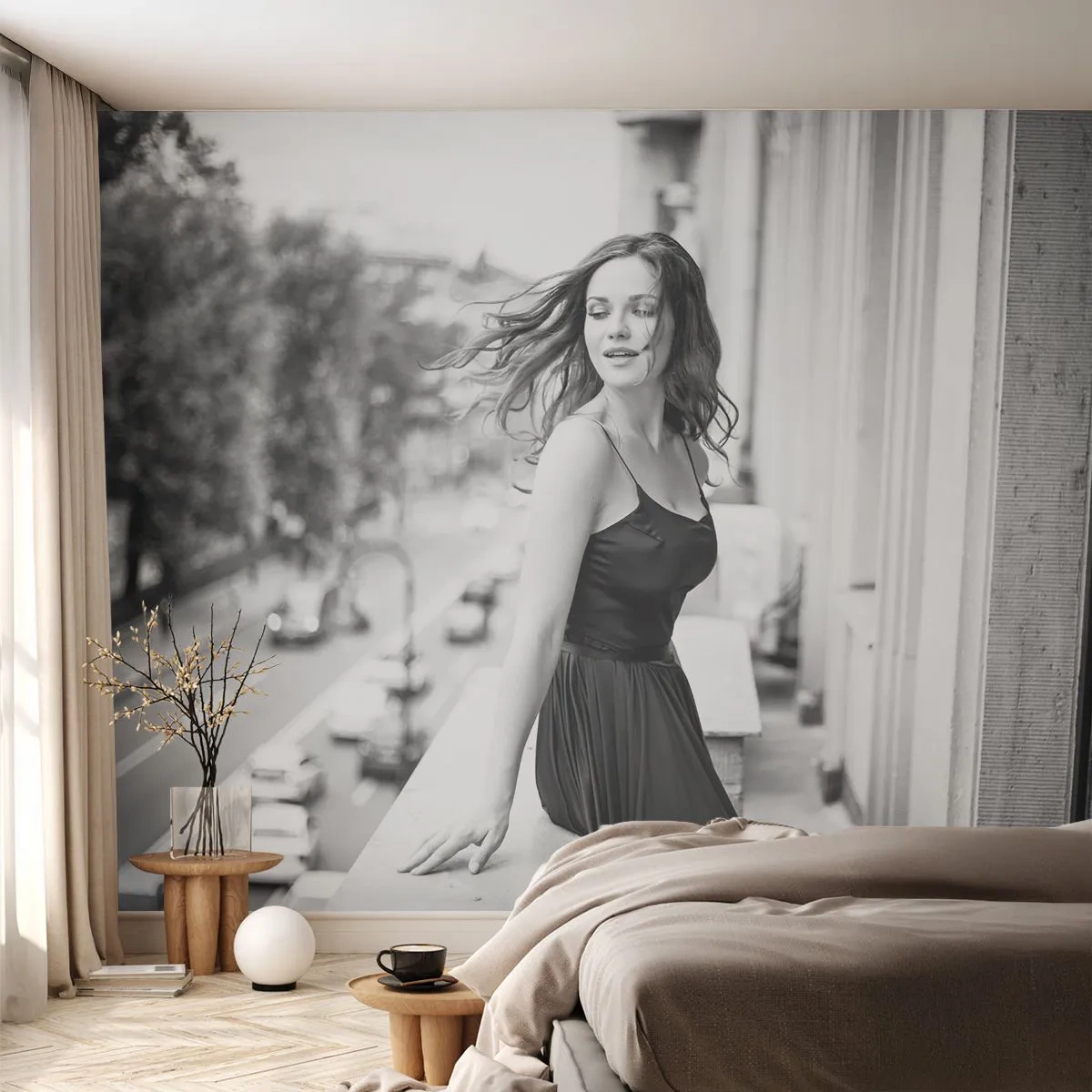 Självhäftande Fototapet Deluxe Sticker - Säkert en Parisbo - Kvinna, Stad, Arkitektur - 300x210 cm