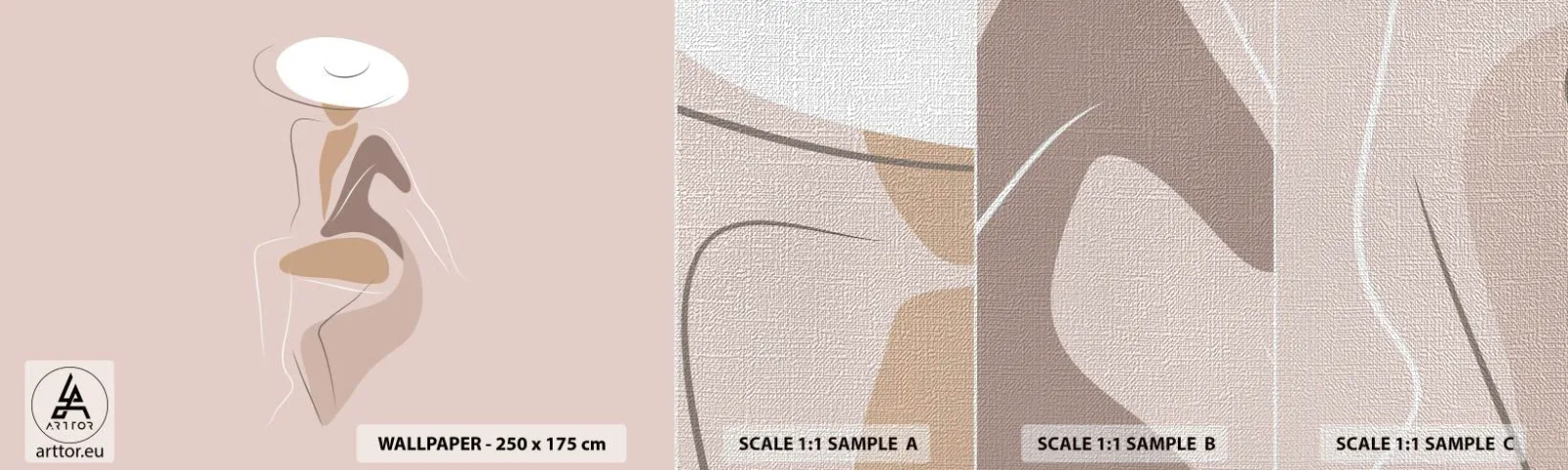 Provbit av fototapet Premium Canvas - Att vara dam - Grafik, Kvinna, Kvinna I En Hatt - 100x30 cm