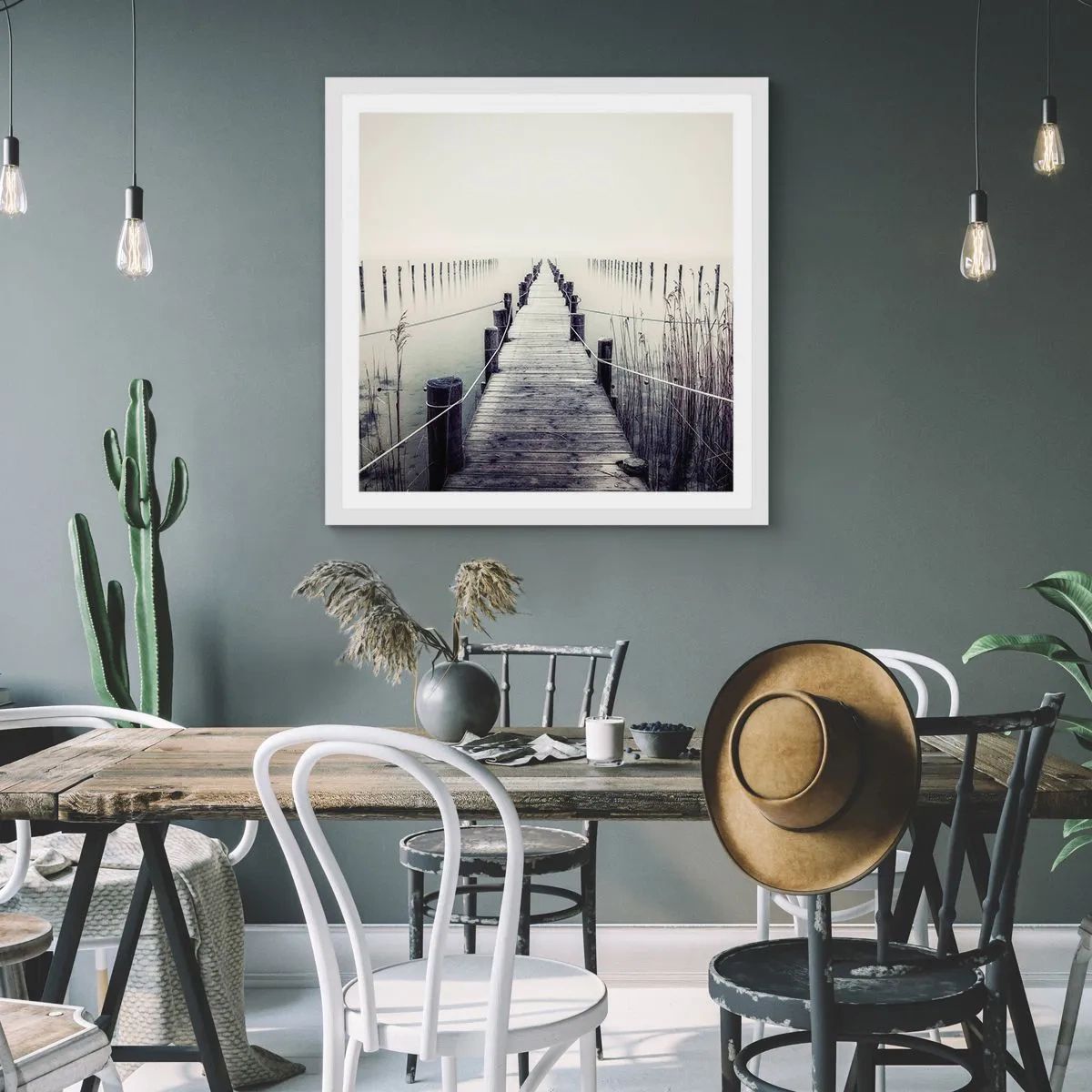 Affisch i vit ram - Fördjupa dig i frid - 50x50 cm