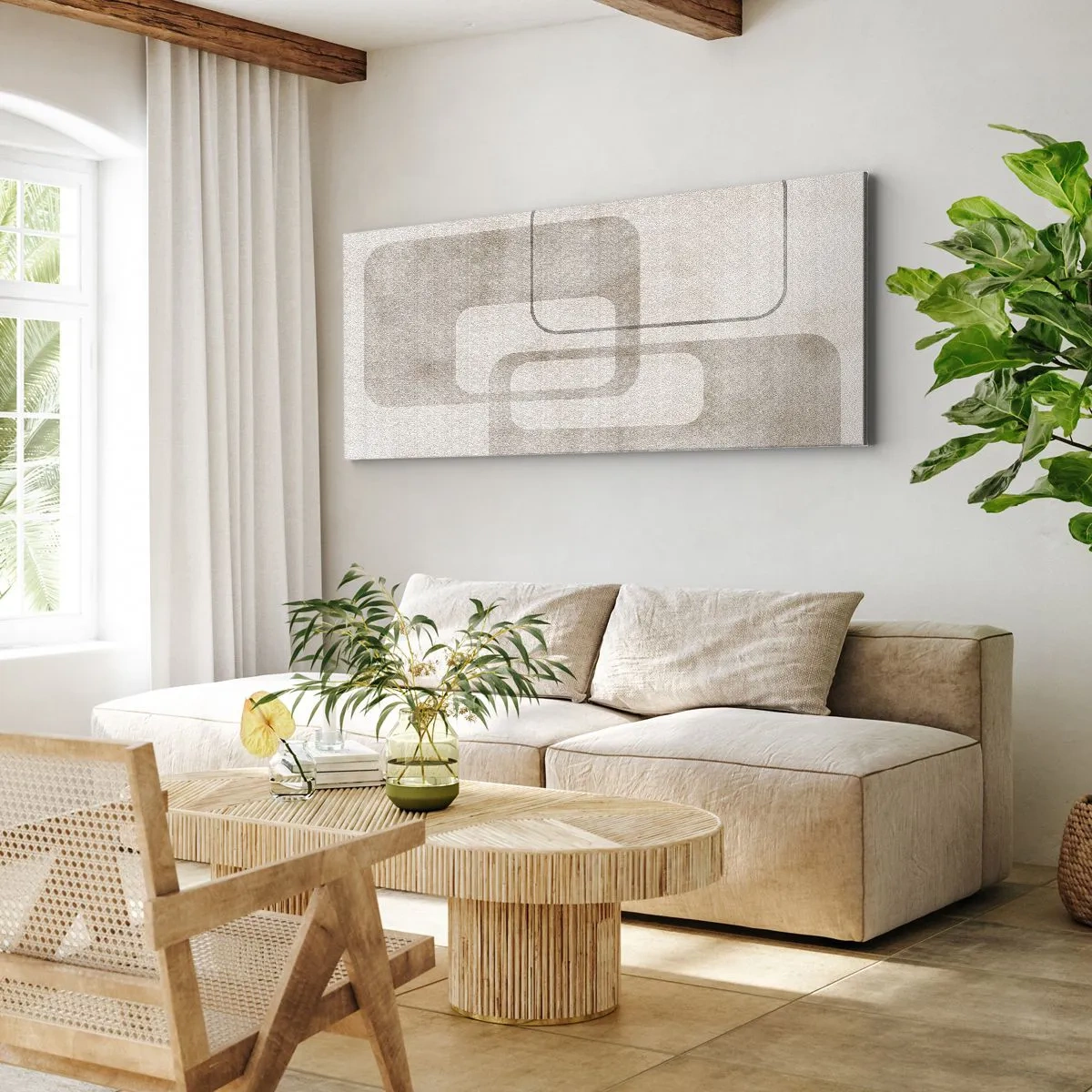Canvastavla - Bild på duk - Geometrisk fug - 100x40 cm