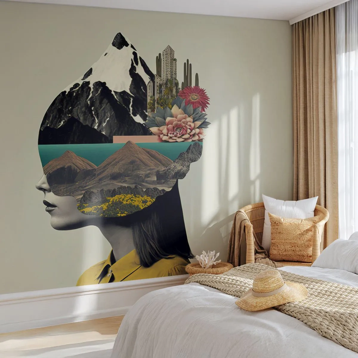 Självhäftande Fototapet Deluxe Sticker - Kvinnan - alltid ett mysterium - Berg, Sinne, Huvud - 150x105 cm