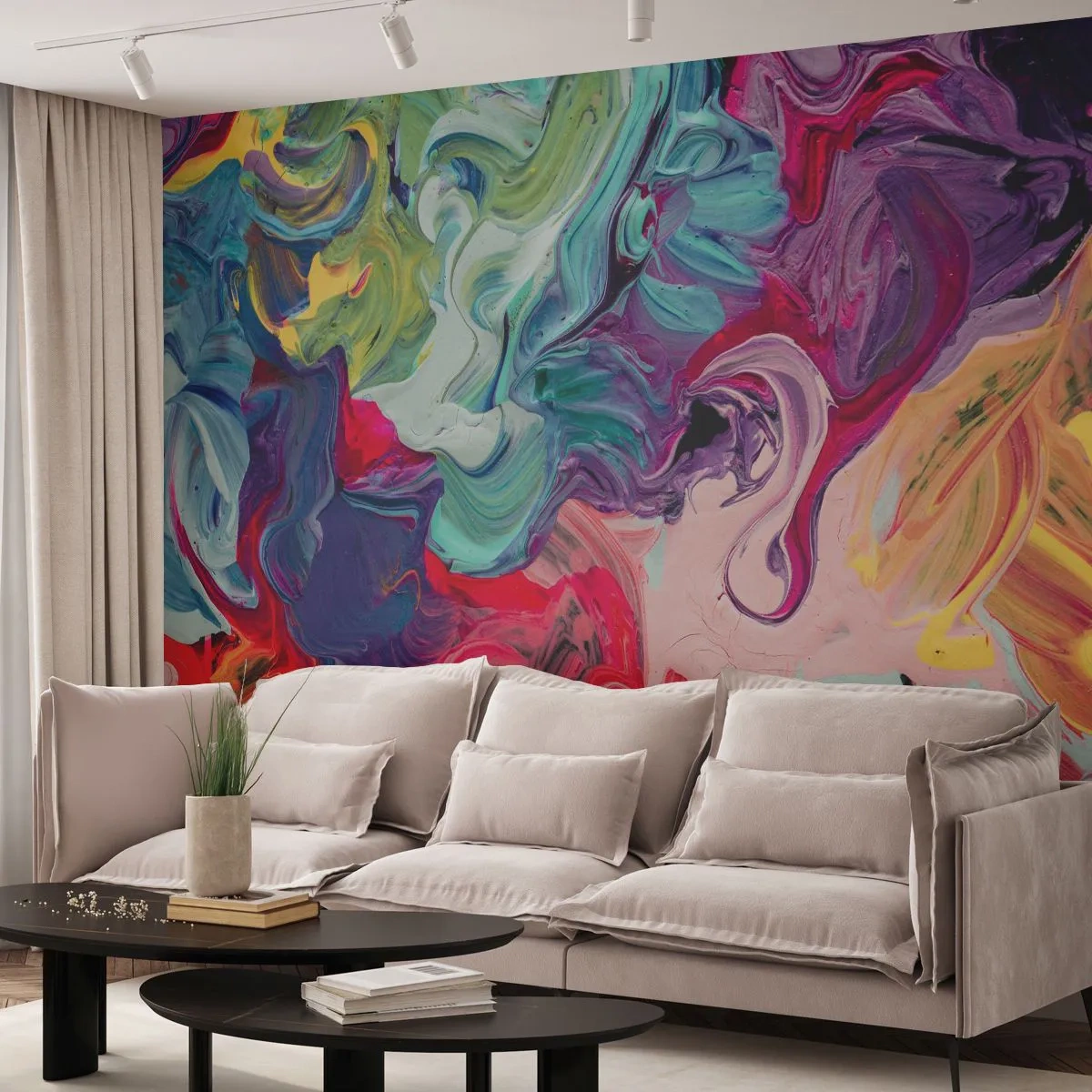Fototapet Premium Canvas - Färgerna föds - Abstraktion, Bit, Modernt mönster - 300x210 cm
