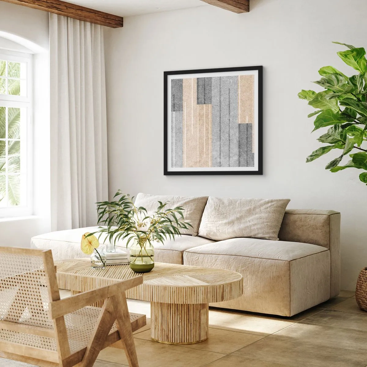 Affisch i svart ram - Komposition: allt i lod - 50x50 cm