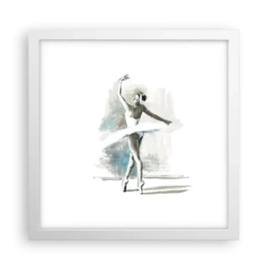 Affisch i vit ram - Förtrollad i en svan - 30x30 cm