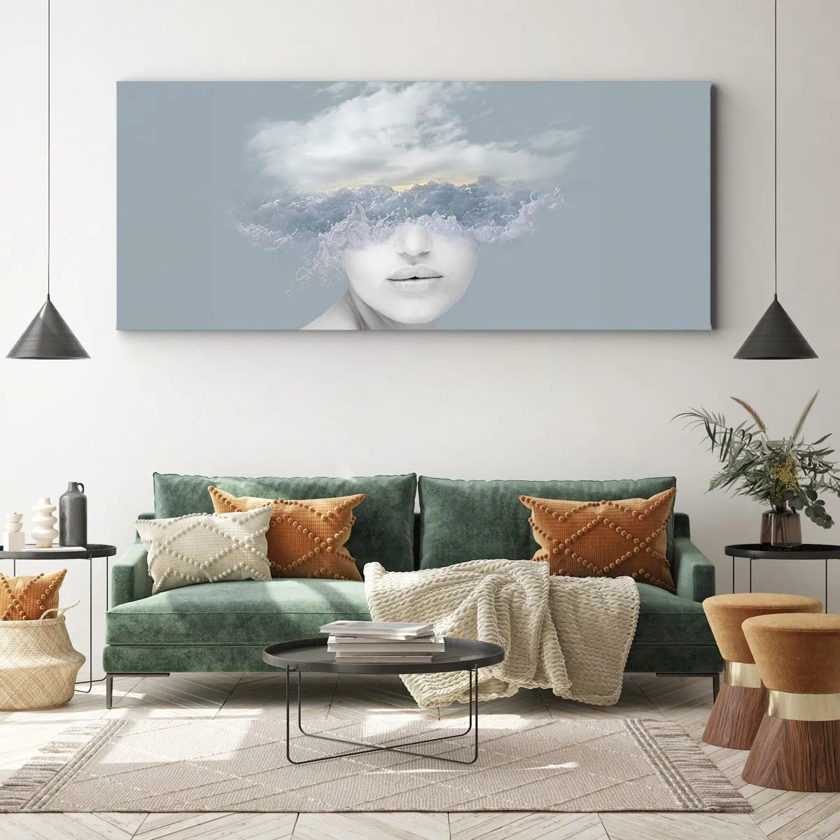 Canvastavla - Bild på duk - Med huvudet i molnen - 100x40 cm