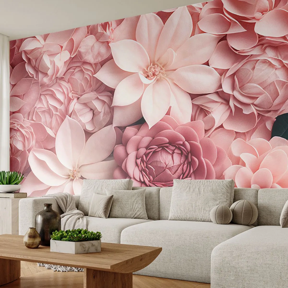 Självhäftande Fototapet Deluxe Sticker - I rosa kronblad - Blommor, Pastell, Ljus - 250x175 cm