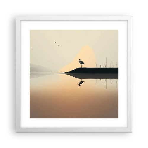 Affisch i vit ram - Herre på sjön - 40x40 cm
