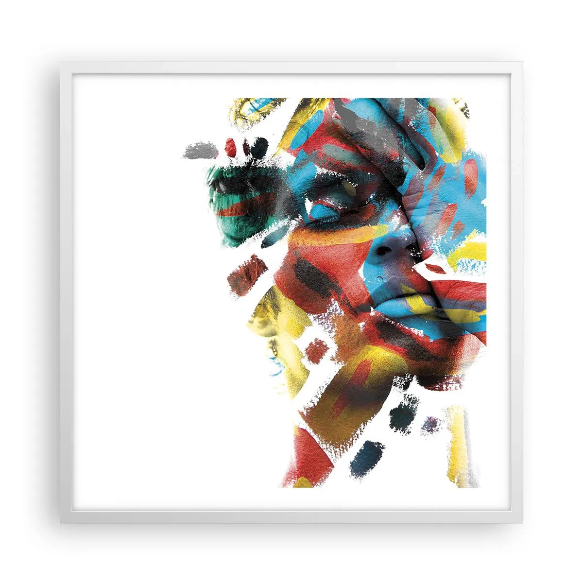 Affisch i vit ram - Färgrik personlighet - 60x60 cm