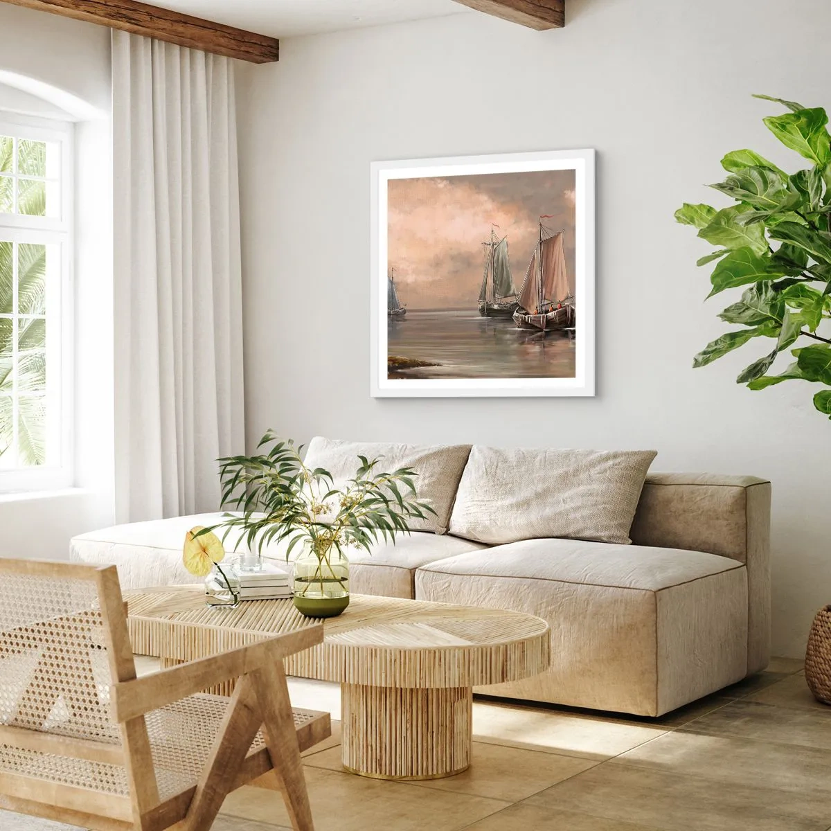 Affisch i vit ram - Seglarnas hemkomst - 50x50 cm