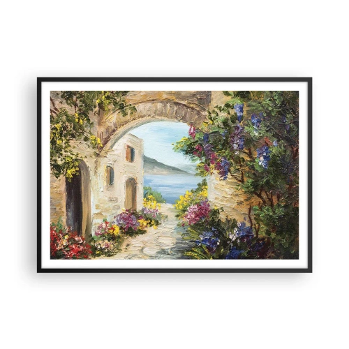 Affisch i svart ram - Kustprovinsens charm - 100x70 cm