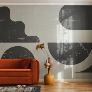 Fototapet Premium Canvas - Komposition ovanför och under - Abstraktion, Svartvitt, Åldrig - 450x315 cm