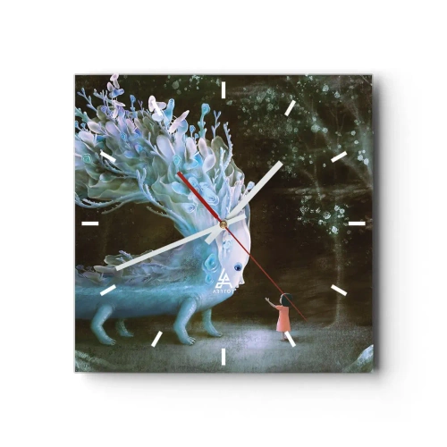 Väggklocka - Klocka på glas - Fantastiskt möte - 30x30 cm