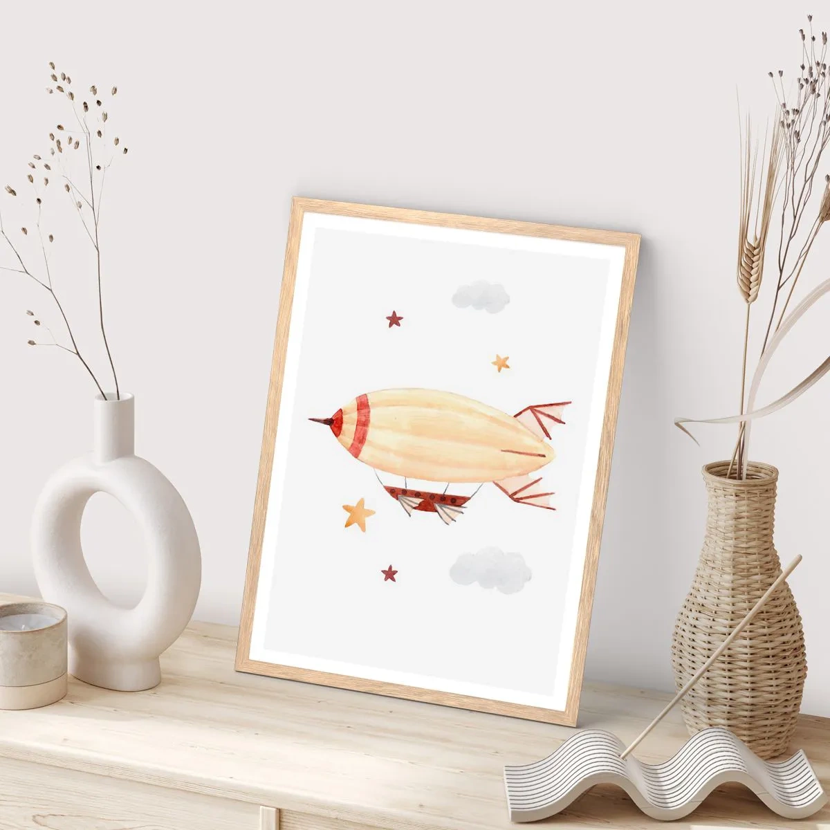 Affisch i ram av ljusek - Luftskepp - 61x91 cm