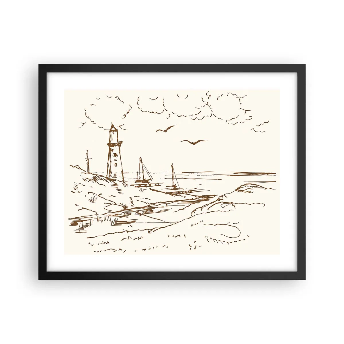 Affisch i svart ram - Sommarminnets kontur - 50x40 cm