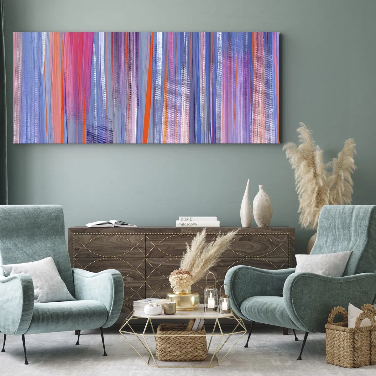 Canvastavla - Bild på duk - Uppstigning i regnbåge - 100x40 cm