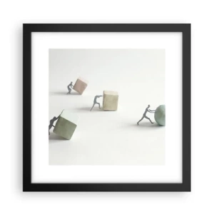 Affisch i svart ram - Livet leker - 30x30 cm