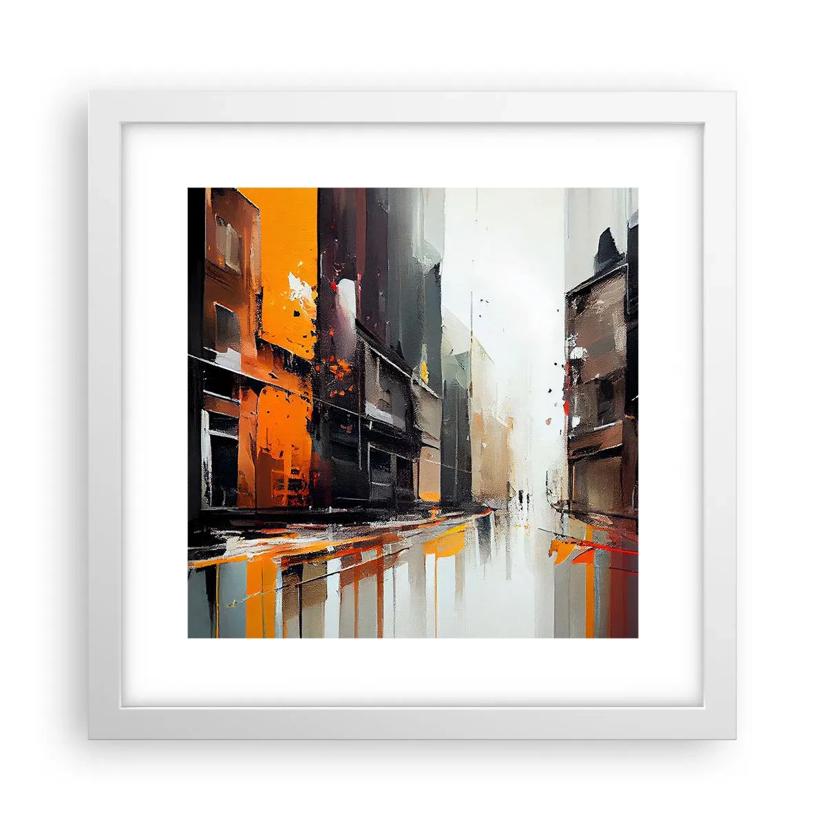 Affisch i vit ram - Regnig dag - 30x30 cm