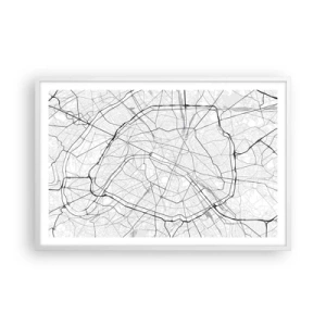 Affisch i vit ram - Paris blomma - 91x61 cm