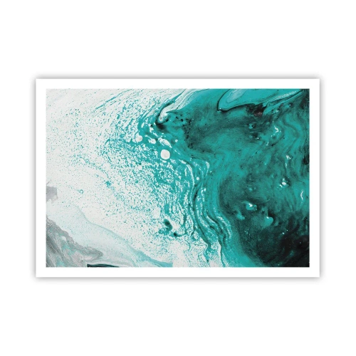 Affisch - Smälta sig in i vitt och turkos - 100x70 cm
