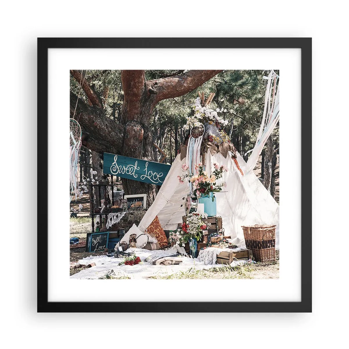 Affisch i svart ram - Make love… - 40x40 cm