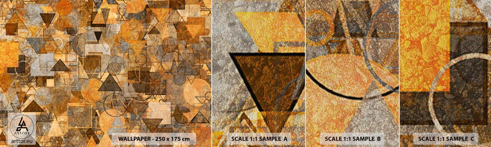 Provbit av fototapet Premium Sand - Värld infattad i form - Abstraktion, Bit, Modernt mönster - 100x30 cm