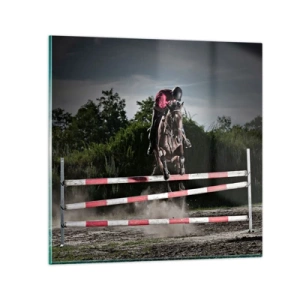 Glastavla - Bild på glas - Tillsammans mot seger - 70x70 cm